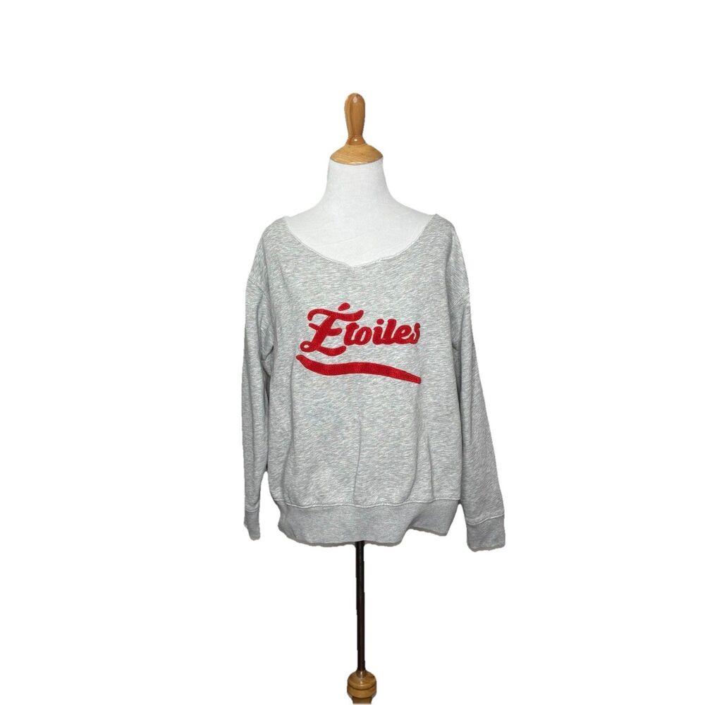 H & M Etoiles Sweatshirt Red Emblem long sleeve gray no size see measurements